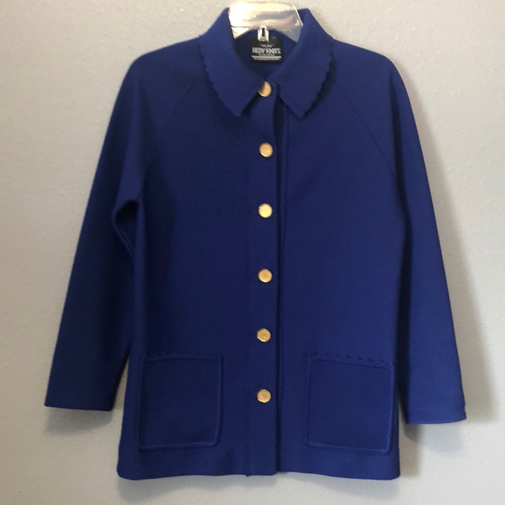 Vintage Hedy Knits jacket Women's s Small blue button front sweater grandma EUC